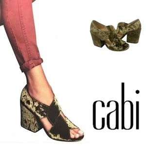 Cabi Shoes | Cabi Crushed Velvet Block Heels | Color: Olive Green | Size: 9.5 |